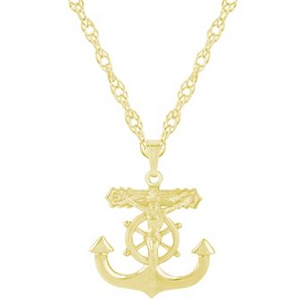 Celebration Gems Sterling Silver Anchor Crucifix Pendant Necklace