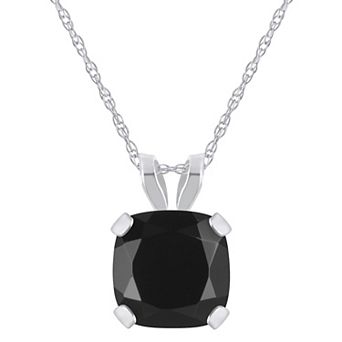 Celebration Gems 10k White Gold Cushion Gemstone Pendant Necklace