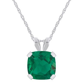 Celebration Gems 10k White Gold Cushion Gemstone Pendant Necklace