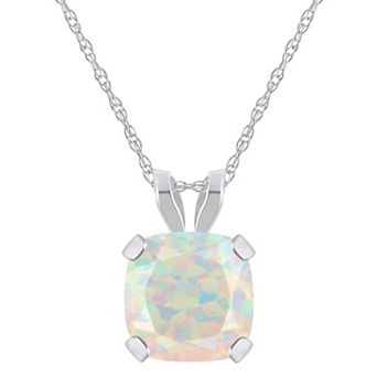 Celebration Gems 10k White Gold Cushion Gemstone Pendant Necklace