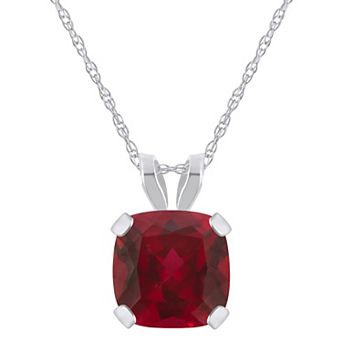 Celebration Gems 10k White Gold Cushion Gemstone Pendant Necklace