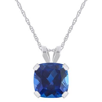 Celebration Gems 10k White Gold Cushion Gemstone Pendant Necklace