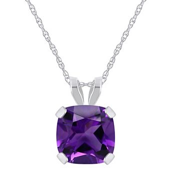 Celebration Gems 10k White Gold Cushion Gemstone Pendant Necklace