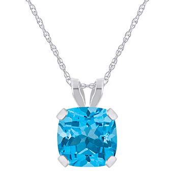 Celebration Gems 10k White Gold Cushion Gemstone Pendant Necklace