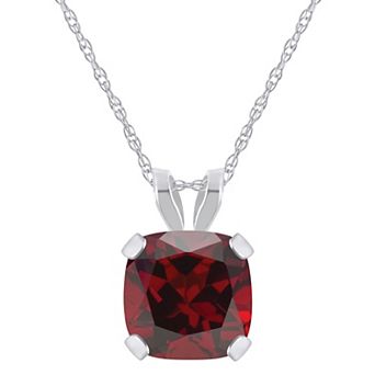 Celebration Gems 10k White Gold Cushion Gemstone Pendant Necklace