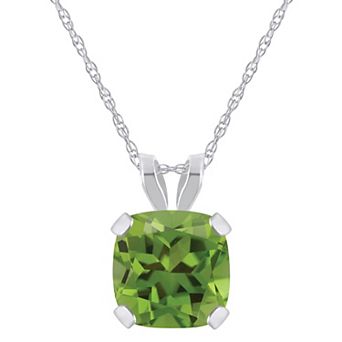 Celebration Gems 10k White Gold Cushion Gemstone Pendant Necklace