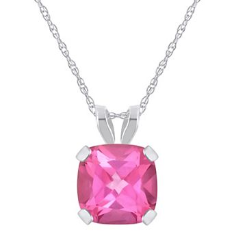 Celebration Gems 10k White Gold Cushion Gemstone Pendant Necklace