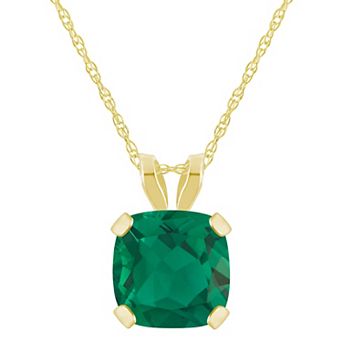 Celebration Gems 10k Yellow Gold Cushion Gemstone Pendant Necklace