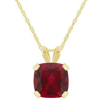 Celebration Gems 10k Yellow Gold Cushion Gemstone Pendant Necklace