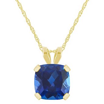 Celebration Gems 10k Yellow Gold Cushion Gemstone Pendant Necklace