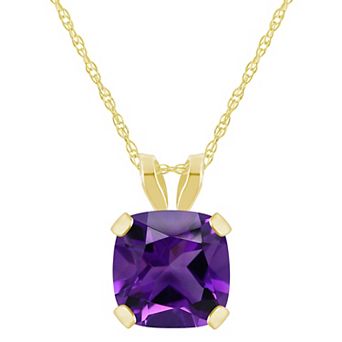 Celebration Gems 10k Yellow Gold Cushion Gemstone Pendant Necklace