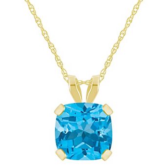 Celebration Gems 10k Yellow Gold Cushion Gemstone Pendant Necklace