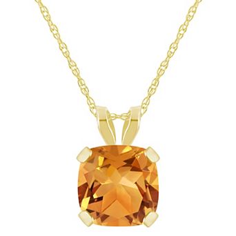 Celebration Gems 10k Yellow Gold Cushion Gemstone Pendant Necklace