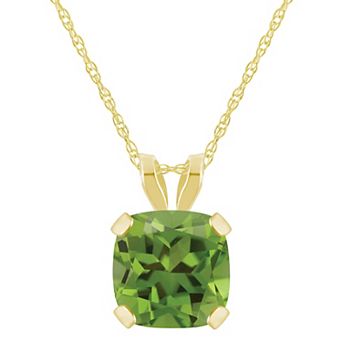 Celebration Gems 10k Yellow Gold Cushion Gemstone Pendant Necklace
