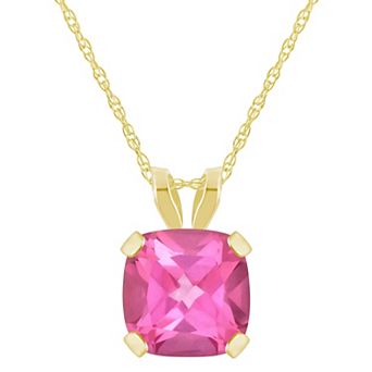 Celebration Gems 10k Yellow Gold Cushion Gemstone Pendant Necklace