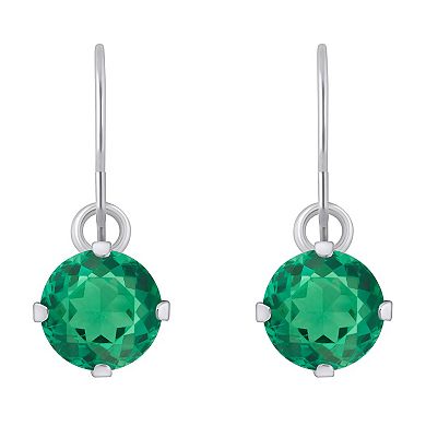 Celebration Gems 10K White Gold Round Drop Earrings