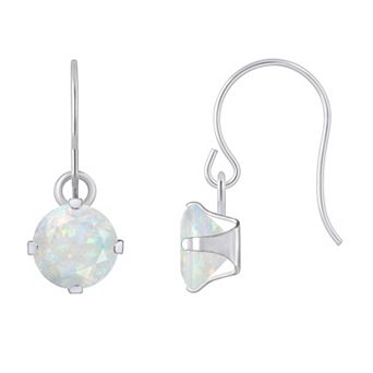 Celebration Gems 10K White Gold Round Drop Earrings