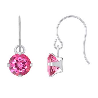Celebration Gems 10K White Gold Round Drop Earrings