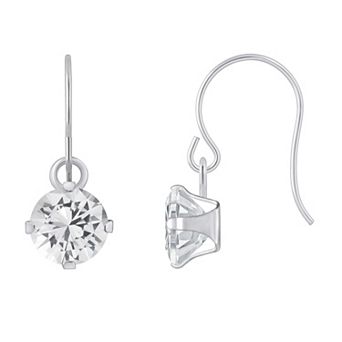 Celebration Gems 10K White Gold Round Drop Earrings