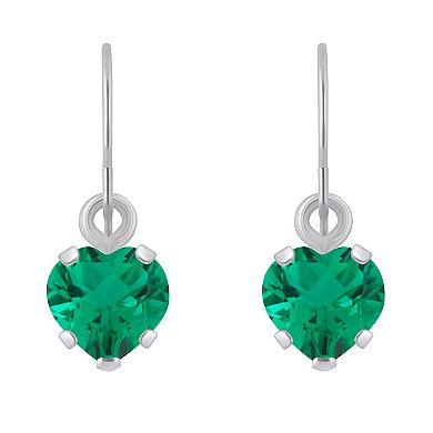 Celebration Gems 10k White Gold Heart Shape Gemstone Drop Earrings
