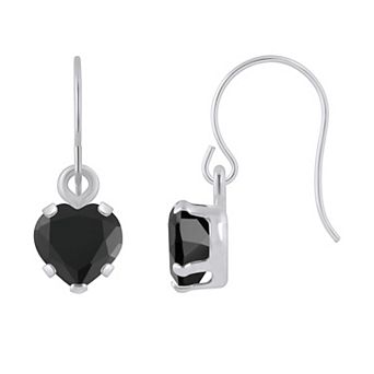 Celebration Gems 10k White Gold Heart Shape Gemstone Drop Earrings