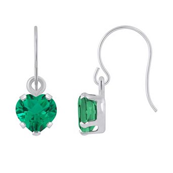 Celebration Gems 10k White Gold Heart Shape Gemstone Drop Earrings