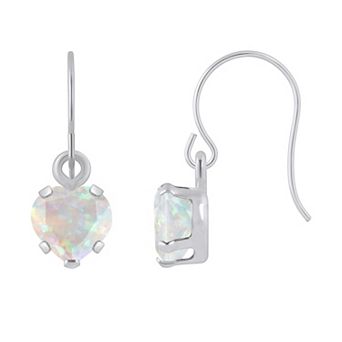 Celebration Gems 10k White Gold Heart Shape Gemstone Drop Earrings