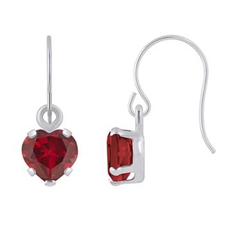 Celebration Gems 10k White Gold Heart Shape Gemstone Drop Earrings