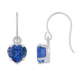 Celebration Gems 10k White Gold Heart Shape Gemstone Drop Earrings