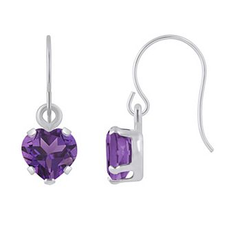 Celebration Gems 10k White Gold Heart Shape Gemstone Drop Earrings