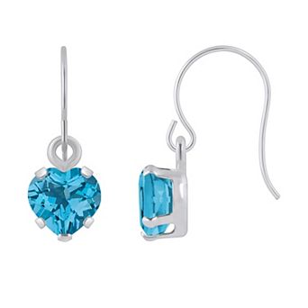 Celebration Gems 10k White Gold Heart Shape Gemstone Drop Earrings