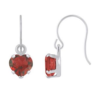 Celebration Gems 10k White Gold Heart Shape Gemstone Drop Earrings
