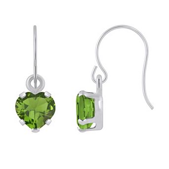 Celebration Gems 10k White Gold Heart Shape Gemstone Drop Earrings