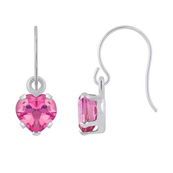 Celebration Gems 10k White Gold Heart Shape Gemstone Drop Earrings