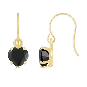Celebration Gems 10k Gold Heart Shape Gemstone Drop Earrings