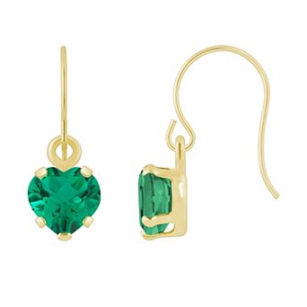 Celebration Gems 10k Gold Heart Shape Gemstone Drop Earrings