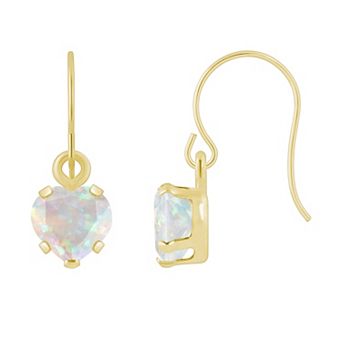 Celebration Gems 10k Gold Heart Shape Gemstone Drop Earrings
