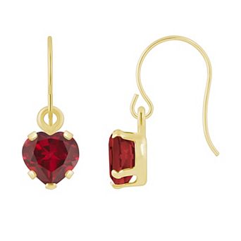 Celebration Gems 10k Gold Heart Shape Gemstone Drop Earrings