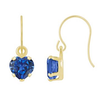 Celebration Gems 10k Gold Heart Shape Gemstone Drop Earrings