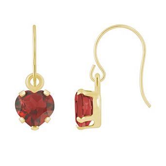 Celebration Gems 10k Gold Heart Shape Gemstone Drop Earrings