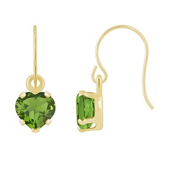 Celebration Gems 10k Gold Heart Shape Gemstone Drop Earrings