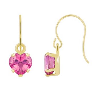 Celebration Gems 10k Gold Heart Shape Gemstone Drop Earrings