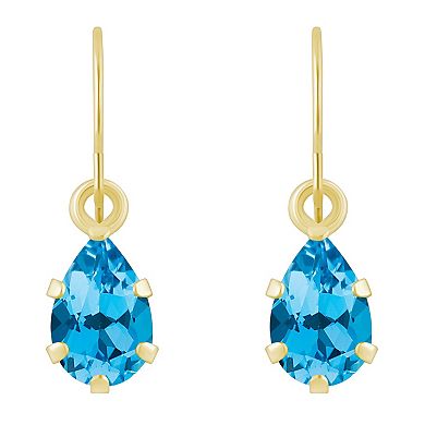 Celebration Gems 10k Gold Pear Shape Gemstone Drop Earrings