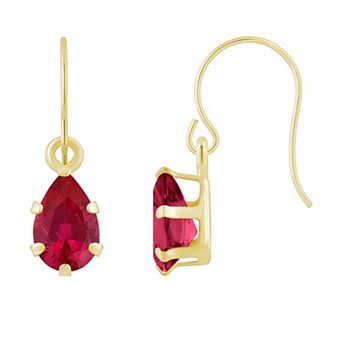 Celebration Gems 10k Gold Pear Shape Gemstone Drop Earrings
