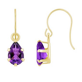 Celebration Gems 10k Gold Pear Shape Gemstone Drop Earrings