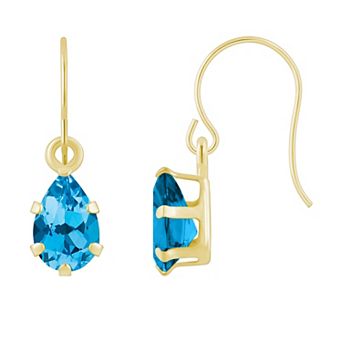 Celebration Gems 10k Gold Pear Shape Gemstone Drop Earrings