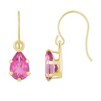 Celebration Gems 10k Gold Pear Shape Gemstone Drop Earrings