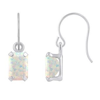 Celebration Gems 10k White Gold Lab Created Gemstone Drop Earrings