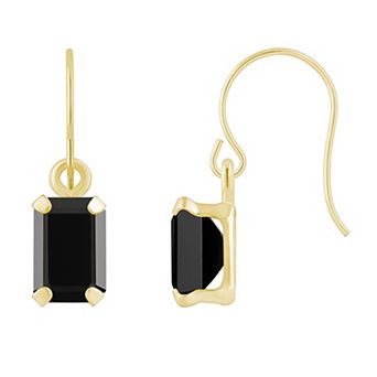 Celebration Gems 10k Gold Emerald Cut Gemstone Drop Earrings