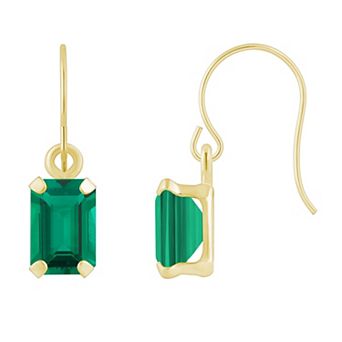 Celebration Gems 10k Gold Emerald Cut Gemstone Drop Earrings